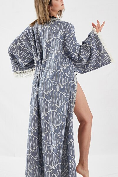 CAKKATEX Organic Cotton Woven Design Long Kimono |   Beach Wear
