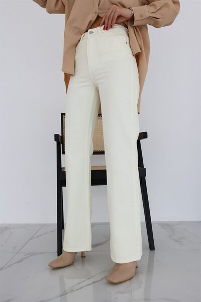 JAXEN Ns-21899 Women's Cream Pipe Leg Jeans