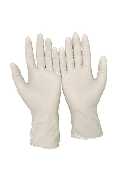 ROİAL Set of 100 white latex gloves, powder-free, size M Medium