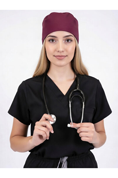 Brl Üniforma Unisex Medikal Cerrahi Bone Doktor Hemşire Hastane Bonesi - Mürdüm