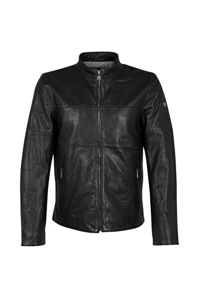 mauritius Geaca de Piele Barbati Neagra MMBannu