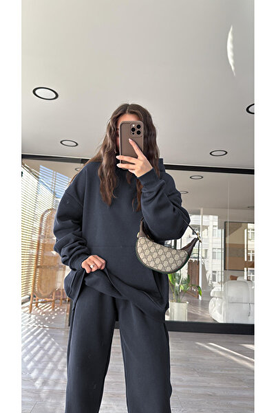 OKULCUBABA طقم رياضي نسائي عالي الخصر مكون من مبطن بالصوف خيوط من شا مبطن بالصوف