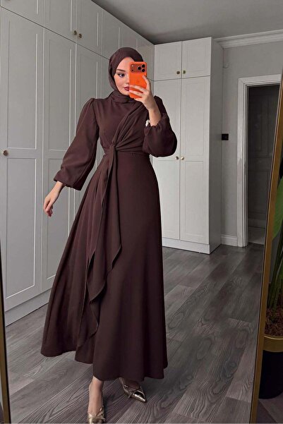 Rimel Moda فستان برباط بني