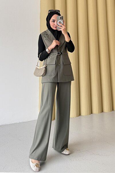 Rimel Moda Pana Kemerli Takım Su Yeşili