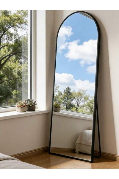 Mtanvxay مرآة أرضية كبيرة مقوسة للجسم بالكامل، مناسبة للجدران، المدخل، غرفة ا...