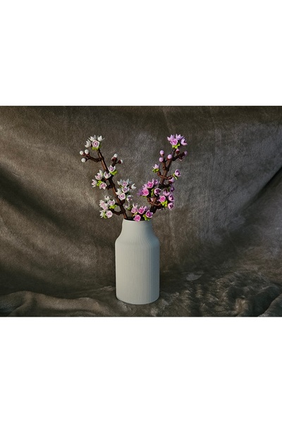postoLAB Minimalist Oluklu Vazo - Lego Çiçek Buketi ve Yapay Çiçekler İçin Tasarım Vazo