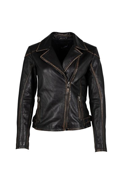 mauritius Women's Leather Jacket Antique Black MWPeggie
