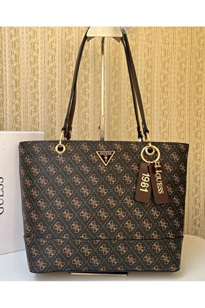 Guess حقيبة يد نسائية مطبوعة ذات سعة كبيرة 38×27×12 سم