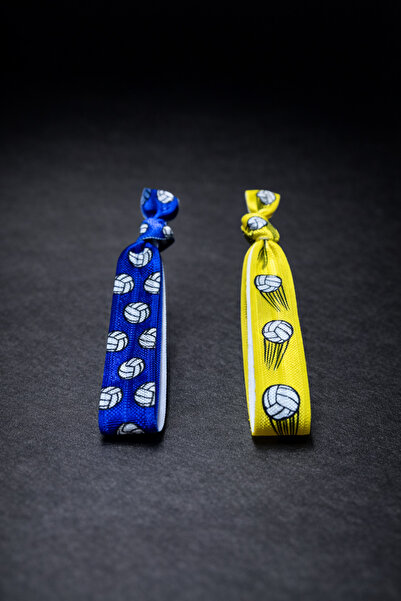 CN 2Pcs Volleyball Hair Rubber Band, Ponytail Holder, Wristband, Non-Wrinkle Ribbon, Volleyball Gift