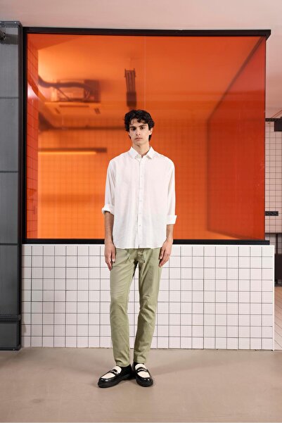 GMG FIRENZE Ανδρικό πουκάμισο Gmg Fırenze εφαρμοστό με γιακά εκρού GU25MSS02214