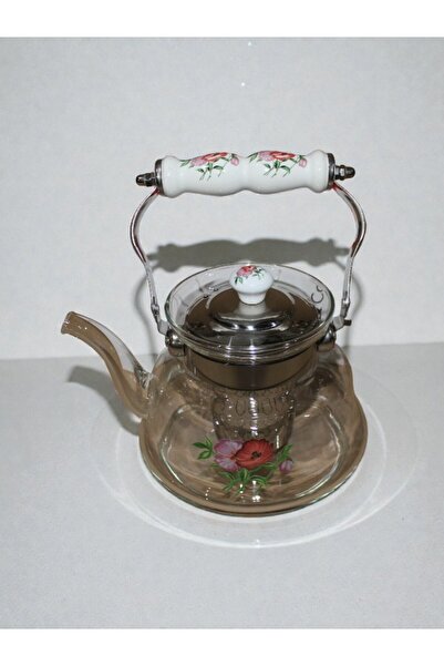 WDA Glass Tea & Coffee Pot with Stainless Steel Infuser, Floral Design, Heat ...