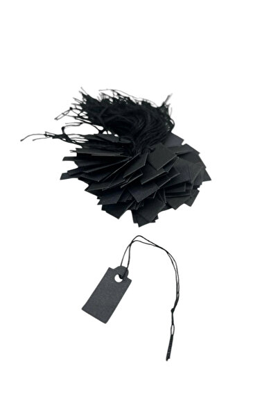 MeGass Dekor Medium Size Black Color 2 /1.5 cm 80Pcs Cardboard String Price Tag