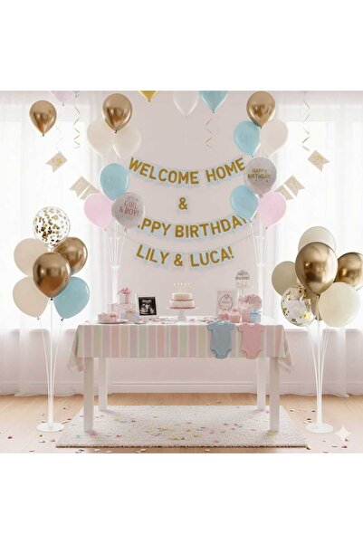 KİRAZ WEDDİNG 2 Adet Balon Süsleme Standı 7'li Çubuklu Ikili Set Ayaklı Balon...