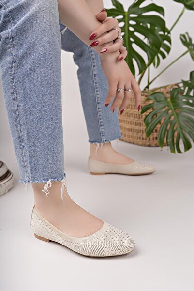 Nesil Shoes Sdf 243 Ten Triko Taşlı Balerini pentru femei