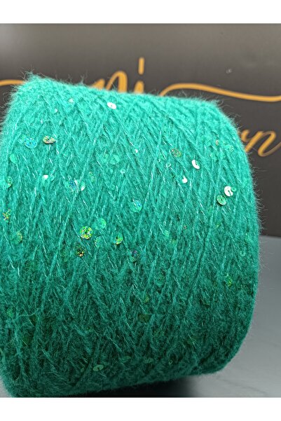 Pİ Yarn خيوط موهر كبيرة وكثيفة 300 جرام، خيوط حياكة يدوية خضراء