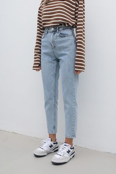 JAXEN Ns-79170 90's Women's Snow Wash Mom Jeans