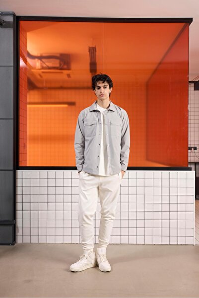 GMG FIRENZE قميص خارجي رجالي من Stone بقصة عادية GU25MSS15002