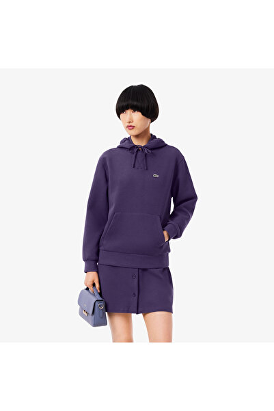 Lacoste Kadın Relaxed Fit Kapüşonlu Mor Sweatshirt