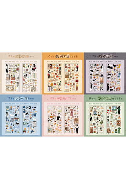 Choice مجموعة كاملة من ورقتين من ملصقات PET صغيرة بنمط شخصيات إبداعية، مثالية...