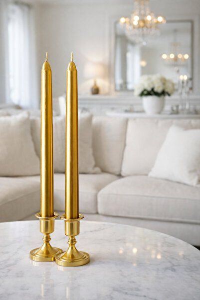 Emsay Store Original Kaliteli Gold Sedefli Dekoratif Mum – 2’li Set|Şık&Lüks ...