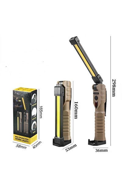 Heinast Built in battery Khaki Folding COB Portable LED Work Light Handheld Flashlight Built-in Battery Lamp