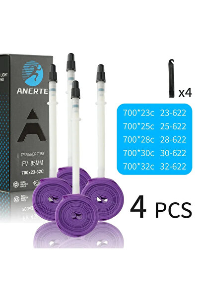 Choice صمام بريستا 700c 28-32C بنفسجي - 85 مم، 4 قطع، أنبوب داخلي من مادة TPU للدراجات الهوائية NPY بنفسجي اللون، 700x23C 25C32C