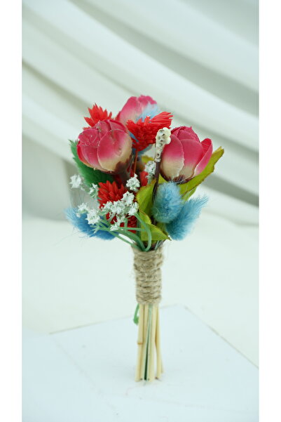 Buketlife Blue Red Groom Boutonniere