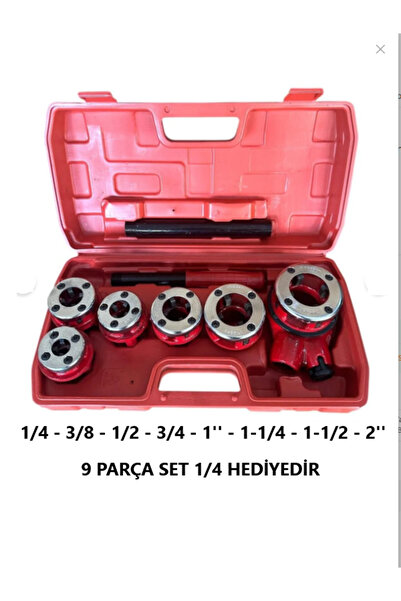 BEYAZ BORU PAFTA TAKIMI 9'LU SET ÇANTALI 1/4- 3/8 - 1/2 - 3/4 - 1'' - 1-1/4 -...