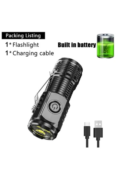 Choice 1PC Powerful 3LED Super Bright Flashlight Portable Mini Burst Flash Torch Rechargeable Emergency Spo