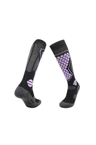 Choice جوارب تزلج احترافية طويلة رمادية بنفسجية اللون، مناسبة لفصلي الخريف وا...