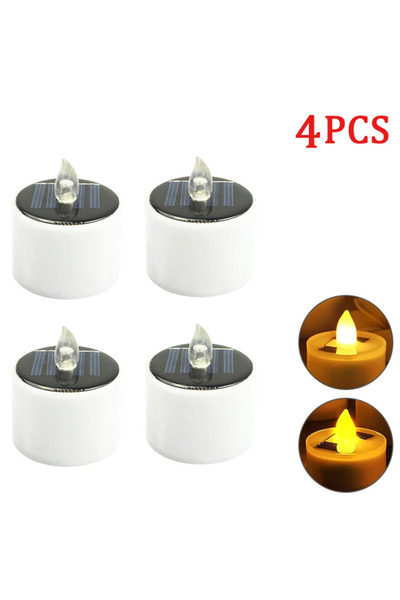 Choice 4 شموع شاي تعمل بالطاقة الشمسية، صفراء اللون، بدون لهب، مقاومة للماء، ...