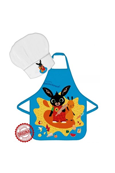 BINGBING Kids Chef Apron and Hat Set Bing Yummy Blue 3-8 Years Official License