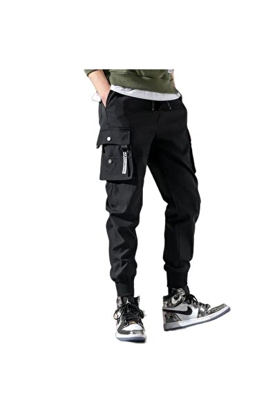 Choice بنطال رجالي عصري جديد بلون موحد، مقاس XL، بجيوب متعددة، بنطال كارغو فضفاض مناسب للارتداء اليومي.