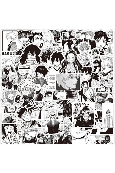 BANDAI ٥٠ قطعة، ١٠/٣٠/٥٠/١٠٠ قطعة، ملصقات أنمي يابانية بالأبيض والأسود، أكادي...