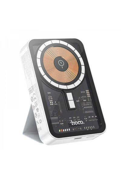 Sanlux External battery, MagSafe compatible, Magnetic, Wireless, 5000mAh, foldable stand, transparent,