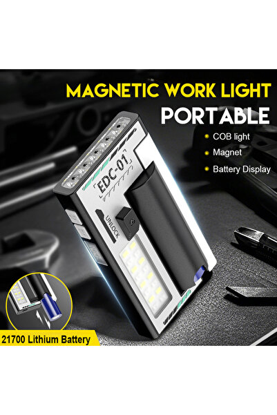 Choice مصباح طوارئ قابل لإعادة الشحن ببطارية 21700، فائق السطوع، مزود بإضاءة LED مزدوجة بتقنية COB، سعة 3000 مللي أمبير، محمول