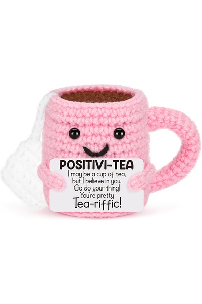 Choice طقم صنع كوب شاي صغير بالكروشيه يدوياً باللون الوردي، هدية لطيفة للمعلم...