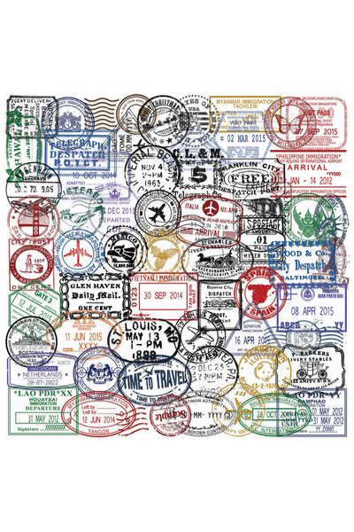 Choice 60PCS 60pcs Vintage Postmark Waterproof Cartoon Stickers Pack -Retro D...