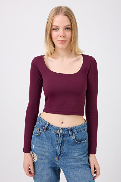 Silk & Spice Women's Modal Fabric Slim Fit Slim Fit Square Neck Black Blouse Crop