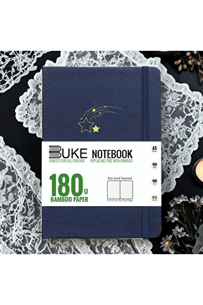 Choice دفتر ملاحظات A5 أزرق داكن بنقاط شبكية - دفتر فاخر منقط، ورق 180 جرام/م...