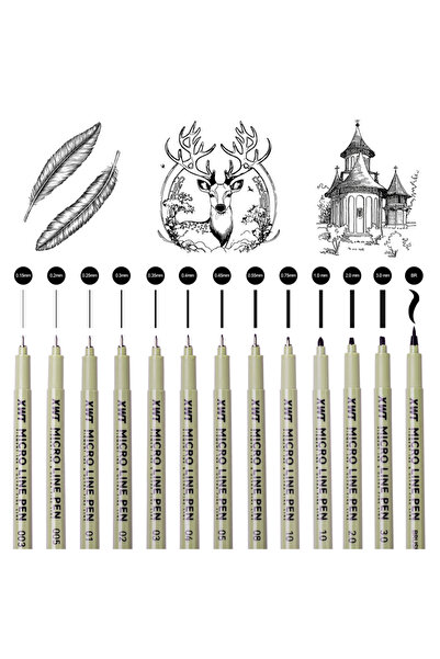 Choice 13Pcs Black Micro Fine Pen 13/16Pcs Waterproof Pigment Liner Micron Pe...