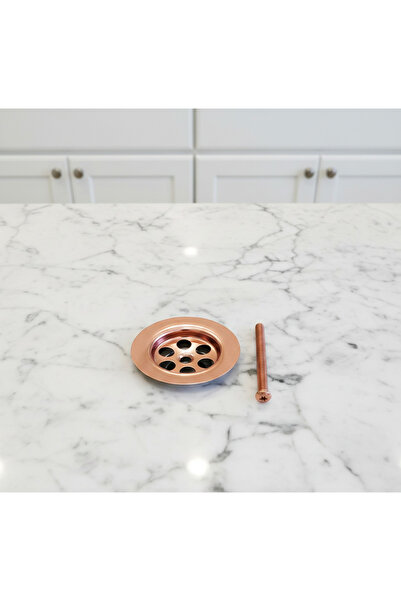 EMFA AKSESUAR Bakır Lavabo Gideri - Rose Gold Sifon Süzgeç - Vida Dahil