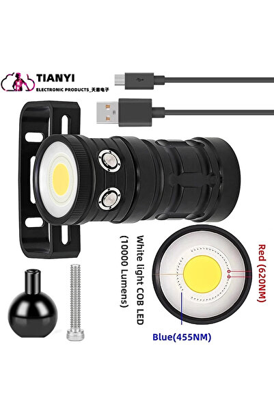 Choice مصباح غوص LED أسود ثابت التركيز بقوة 18000 لومن، قابل للشحن عبر منفذ USB، يصل مداه إلى 100 متر، مناسب للبحث تحت الماء، وتصوير فيديو الغوص.