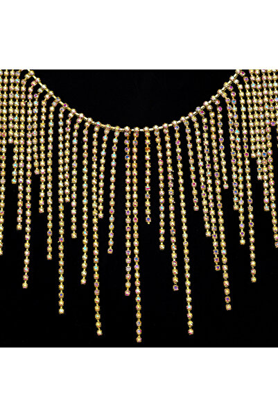 choice2 90cm Goldbase AB 90cm/pack Crystal Tassels Trim Claw Rhinestone Ribbo...