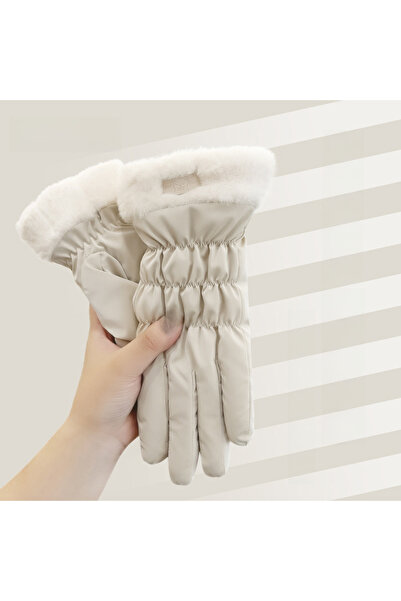 Choice قفازات تزلج بيضاء للنساء، قفازات شتوية مقاومة للماء، مناسبة للطقس البارد، مزودة بخاصية اللمس، لحماية الأصابع من الثلج.