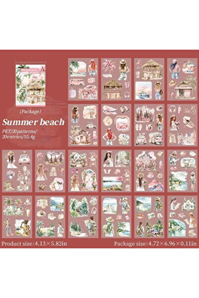 choice2 ملصقات ديكور شاطئ صيفي 5 سم، 20 قطعة، لتزيين دفتر اليوميات، مناظر طبي...