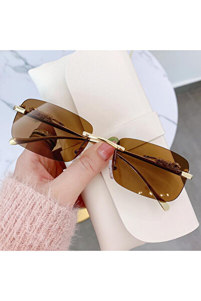 Choice نظارات شمسية بنية اللون بدون إطار بعدسات ملونة جديدة، مناسبة للرجال وا...