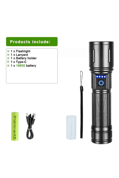 Choice مصباح يدوي LED فائق السطوع جديد بقوة 500 واط وبطارية 18650، بقوة إضاءة 85000000 لومن، مصباح تكتيكي قابل لإعادة الشحن