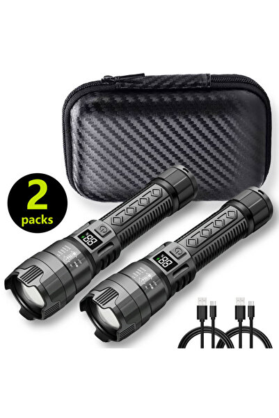 Heinast مصباح يدوي تلسكوبي محمول قابل للتكبير والتصغير، مصنوع من مادة ABS، مزود بثلاثة أوضاع إضاءة، قابل لإعادة الشحن، ومقاوم للماء بمعيار IPX4، عبوة من قطعتين.