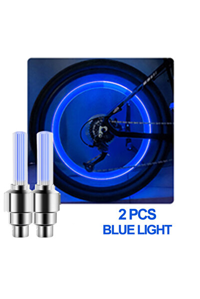 Choice قطعتان - أغطية صمامات إطارات دراجة هوائية زرقاء مزودة بمستشعر حركة، مز...